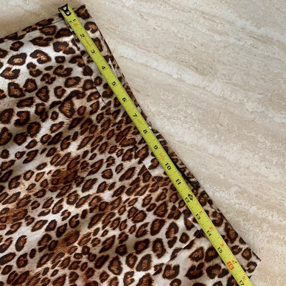ETCETERA Leopard print skirt, brown rabbit fur trim @ hem, back slit. 10 EUC - Picture 9 of 14